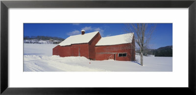 Barn In A Snow Covered Landscape, Quechee, Vermont, Usa by Panoramic Images Pricing Limited Edition Print image