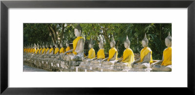 Statues Of Buddha In A Temple, Wat Yai Chai Ya Mongkhon, Ayuthaya, Thailand by Panoramic Images Pricing Limited Edition Print image