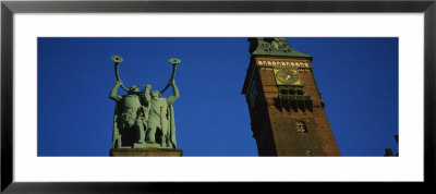 Low Angle View Of A Statue And A Clock Tower, City Hall Square, Copenhagen, Denmark by Panoramic Images Pricing Limited Edition Print image