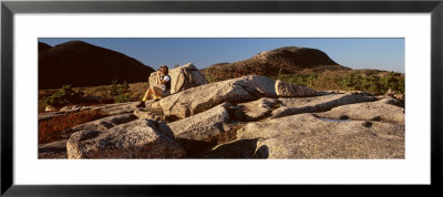 A Young Woman Sitting, Champlain Mountain, Acadia National Park, Mount Desert Island, Maine, Usa by Panoramic Images Pricing Limited Edition Print image