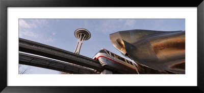 Low Angle View Of The Monorail And Space Needle, Seattle, Washington State, Usa by Panoramic Images Pricing Limited Edition Print image