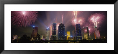 Fireworks Over Buildings In A City, Houston, Texas, Usa by Panoramic Images Pricing Limited Edition Print image