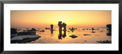 Silhouette Of Rocks On The Beach, Faro, Gotland, Sweden by Panoramic Images Pricing Limited Edition Print image