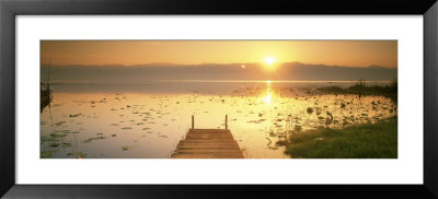 View Of The Sunset And Pier, Inle Lake, Myanmar by Panoramic Images Pricing Limited Edition Print image