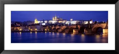 Night, Charles Bridge, Vltava River, Prague, Czech Republic by Panoramic Images Pricing Limited Edition Print image