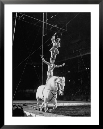 Ringling Brothers' Barnum And Bailey Circus Performers Riding On Back Of Horse by Ralph Morse Pricing Limited Edition Print image