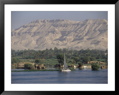Felucca On The River Nile, Looking Towards Valley Of The Kings, Luxor, Thebes, Egypt by Gavin Hellier Pricing Limited Edition Print image