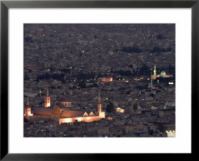 Aerial View Of City At Night Including The Umayyad Mosque, Damascus, Syria by Christian Kober Pricing Limited Edition Print image