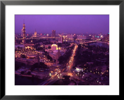 Cairo Tower, New Opera House, And 6Th October Bridge, Zamalek District, Cairo At Dusk, Egypt by Steve Outram Pricing Limited Edition Print image