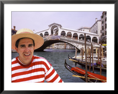 Gondolier By The Rialto Bridge, Venice, Italy by Bill Bachmann Pricing Limited Edition Print image