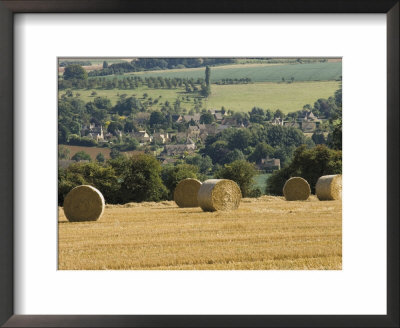 Bales Of Hay With Chipping Campden Beyond, From The Cotswolds Way Footpath, The Cotswolds, England by David Hughes Pricing Limited Edition Print image