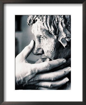 Sculptor's Hand With Clay Bust by Chris Briscoe Pricing Limited Edition Print image
