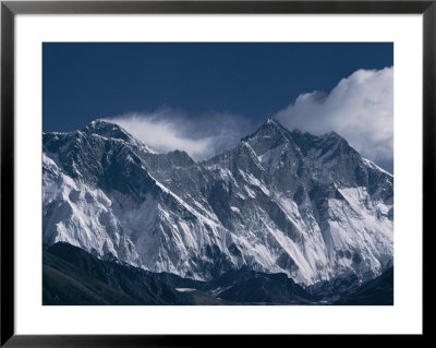 Mount Everest, Peak On The Left With Snow Plume, Seen Over Nuptse Ridge, Himalayas, Nepal by Tony Waltham Pricing Limited Edition Print image
