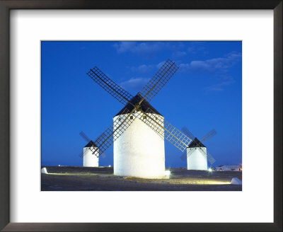 Old Traditional Windmills At Dusk, Campo De Criptana, Castilla La Mancha, Spain by Marco Simoni Pricing Limited Edition Print image
