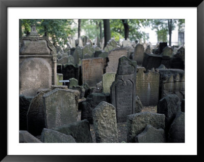 Headstones In The Graveyard Of The Jewish Cemetery, Josefov, Prague, Czech Republic by Richard Nebesky Pricing Limited Edition Print image
