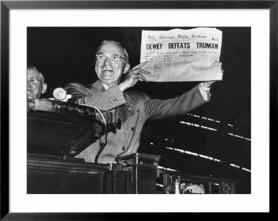 Harry Truman Jubilantly Displaying Erroneous Chicago Daily Tribune Headline Dewey Defeats Truman by W. Eugene Smith Pricing Limited Edition Print image
