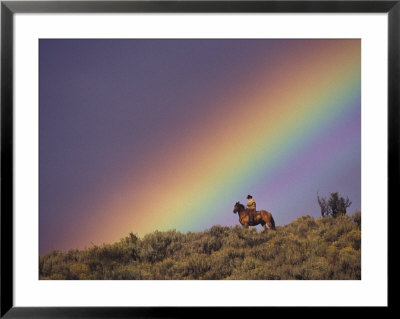 Cowboy And Rainbow, Ponderosa Ranch, Seneca, Oregon, Usa by Darrell Gulin Pricing Limited Edition Print image