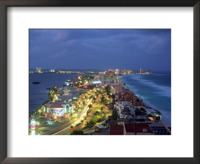 Aerial Of Cancun At Night, Mexico by Peter Adams Pricing Limited Edition Print image