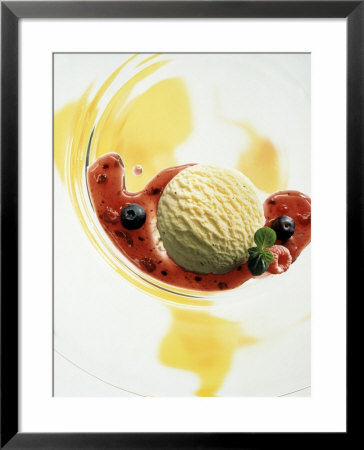 A Scoop Of Vanilla Ice Cream With Berry Sauce by Jan-Peter Westermann Pricing Limited Edition Print image