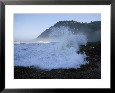 Twilight View Of Waves Crashing On Rocks At Cape Perpetua by Phil Schermeister Pricing Limited Edition Print image