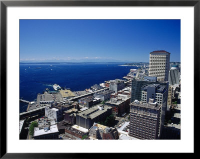 Seattle Waterfront And Skyline With Olympic Mountains by Jim Corwin Pricing Limited Edition Print image