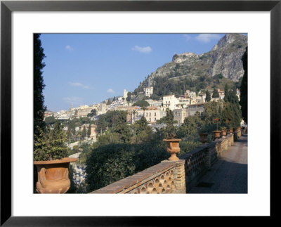Taormina From The Public Gardens, Island Of Sicily, Italy, Mediterranean by Sheila Terry Pricing Limited Edition Print image