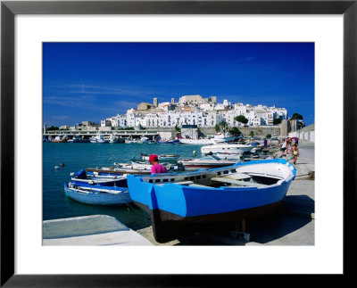 Harbour Boats With Citadel In Background, Castellon De La Plana, Valencia, Spain by David Tomlinson Pricing Limited Edition Print image