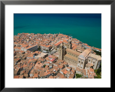 Town With 13Th Century Duomo From La Rocca Mountain, Cefalu, Sicily, Italy by Walter Bibikow Pricing Limited Edition Print image