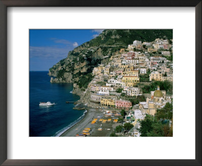 Amalfi Coast, Coastal View And Village, Positano, Campania, Italy by Steve Vidler Pricing Limited Edition Print image