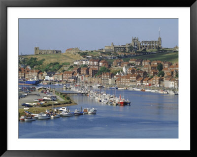 Harbour, Abbey And St. Mary's Church, Whitby, Yorkshire, England, Uk, Europe by Michael Short Pricing Limited Edition Print image