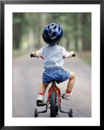 Little Boy Riding His Bicycle With Helmet by David Davis Pricing Limited Edition Print image