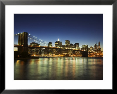 Brooklyn Bridge And Manhattan Skyline At Dusk, New York City, New York, Usa by Amanda Hall Pricing Limited Edition Print image
