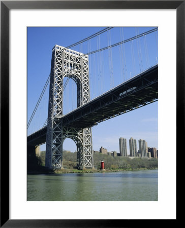 George Washington Bridge And Little Red Lighthouse, New York, Usa by Geoff Renner Pricing Limited Edition Print image