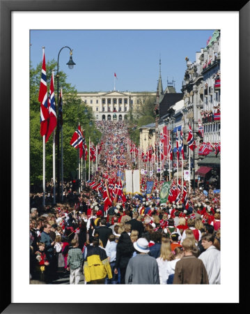 View To The Royal Palace, Norwegian National Day (17Th May) Oslo, Norway, Scandinavia, Europe by Gavin Hellier Pricing Limited Edition Print image