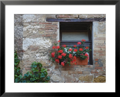 Flowers In A Window In A Tuscan Village, San Quirico D'orcia, Italy by Dennis Flaherty Pricing Limited Edition Print image