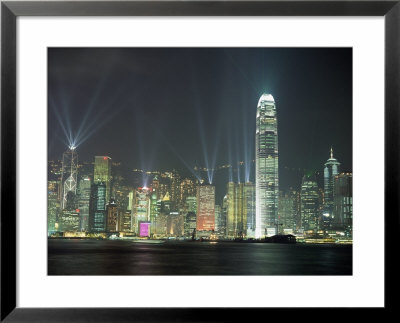 Hong Kong City Skyline Looking Across Victoria Harbour To Hong Kong Island At Night, Hong Kong by Gavin Hellier Pricing Limited Edition Print image