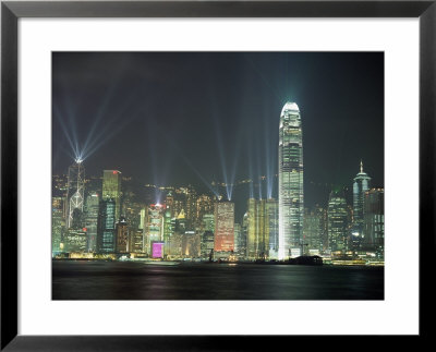 Hong Kong City Skyline Looking Across Victoria Harbour To Hong Kong Island At Night, Hong Kong by Gavin Hellier Pricing Limited Edition Print image