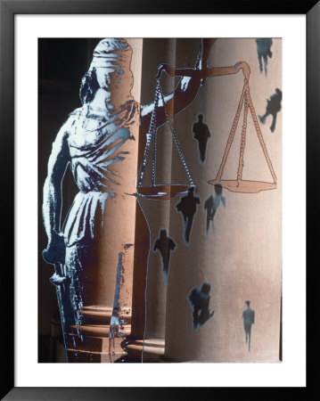 Lady Of Justice, Columns And People Walking by Gary Conner Pricing Limited Edition Print image