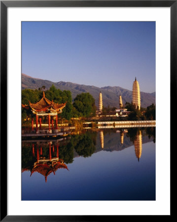 The Three Pagodas, Reflected In Lake, Dali, Yunnan, China by Diana Mayfield Pricing Limited Edition Print image