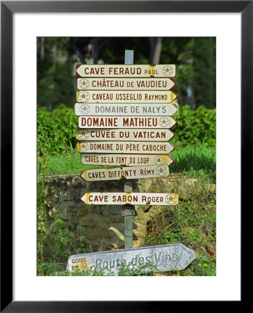Road Signs To Wine Producers In Chateauneuf-Du-Pape, Provence, France by Per Karlsson Pricing Limited Edition Print image