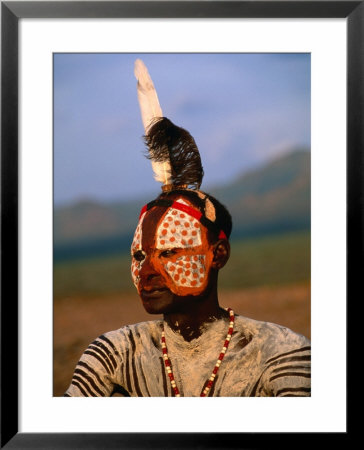 Portrait Of A Karo Man With Elaborate Body Painting, Kolcho, Ethiopia by Ariadne Van Zandbergen Pricing Limited Edition Print image