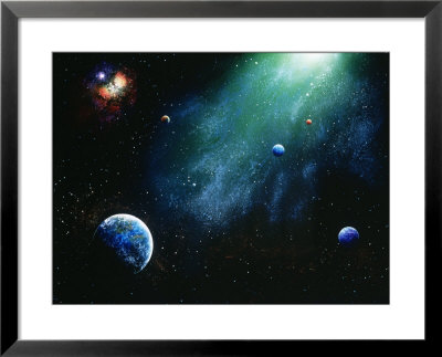 Illustration Of Planets And Glowing Star by Ron Russell Pricing Limited Edition Print image