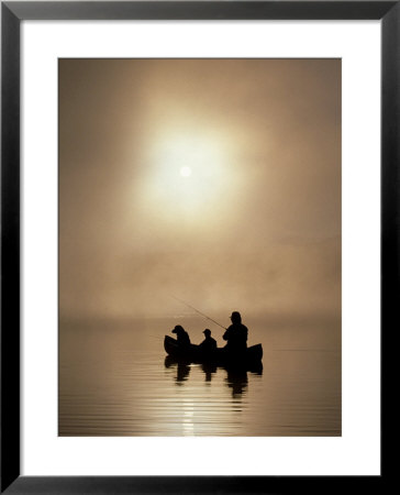 Silhouette Of Father And Son Fishing by Bob Winsett Pricing Limited Edition Print image