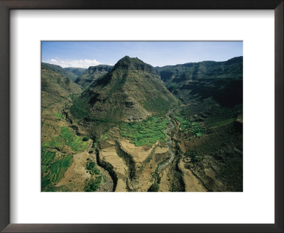Aerial View Of Canyons, Mountains And Farmers Terraced Fields by Bobby Haas Pricing Limited Edition Print image