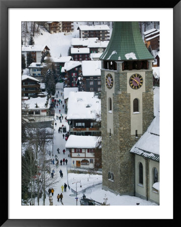 Evening Stollers On Kirchstrasse And Parish Church, Zermatt, Valais, Wallis, Switzerland by Walter Bibikow Pricing Limited Edition Print image