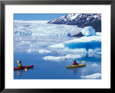 Kayakers And Icebergs In Nassau Fjord, Chenega Glacier, Prince William Sound, Alaska, Usa by Hugh Rose Pricing Limited Edition Print image