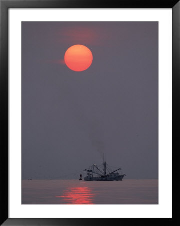 Shrimp Boat At Sunrise, Tybee Island, Georgia, Usa by Joanne Wells Pricing Limited Edition Print image