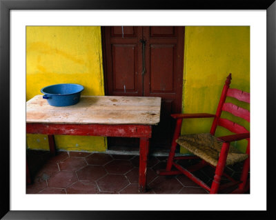 Rocking Chair And Table On Porch, Acajete, Veracruz, Mexico by Jeffrey Becom Pricing Limited Edition Print image