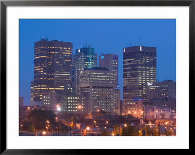 Downtown Highrise Buildings From The Forks At Dawn, Winnipeg, Manitoba by Walter Bibikow Pricing Limited Edition Print image