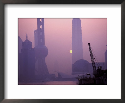 Crane With Oriental Pearl Tv Tower And High Rises, Shanghai, China by Keren Su Pricing Limited Edition Print image
